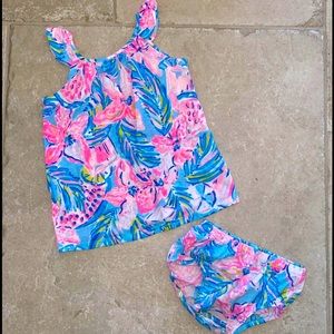 Lilly Pulitzer Shireen Infant Dress & Bloomers in BlueIbizaGimmetheJuice 12-18 M